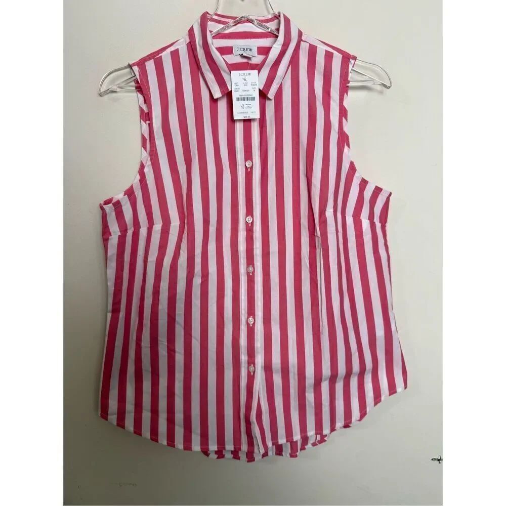 *NWT* J.Crew Factory Sleeveless Button-Up Cotton Poplin Shirt, Signature Fit Med